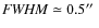 ${\it FWHM}\simeq0.5\hbox{$^{\prime\prime}$ }$