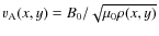 $v_{\rm A}(x,y)=B_0/\sqrt{\mu_0\rho(x,y)}$