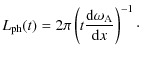 $\displaystyle L_{\rm ph}(t)=2\pi\left(t\frac{{\rm d}\omega_{\rm A}}{{\rm d}x}\right)^{-1}\cdot$
