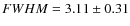 $FWHM = 3.11 \pm 0.31$