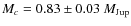 $ M_c = 0.83 \pm 0.03~M_{\rm Jup}$
