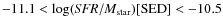 $-11.1 < \log ({\it SFR}/M_{\rm star})[{\rm SED}] < -10.5$