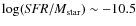 $\log ({\it SFR}/M_{\rm star}) \sim -10.5$