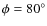 $\phi =80^\circ $