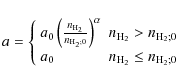 \begin{displaymath}%
a=\left\{
\begin{array}{ll}
a_0\left(\frac{n_{\rm H_2}}{...
... a_0 & n_{\rm H_2} \leq n_{\rm H_2;0}\\
\end{array}
\right.
\end{displaymath}