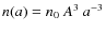 $n(a)=n_0\ A^3\ a^{-3}$
