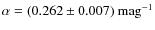 $\alpha=(0.262\pm 0.007)~{\rm mag}^{-1}$