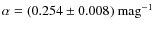$\alpha=(0.254\pm
0.008)~{\rm mag}^{-1}$