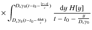 $\displaystyle \times\int _{D_{\rm s}\gamma _0(t-t_0-{r+x\over c})}^{D_{\rm s}\g...
...vert r-x\vert\over c})}
{{\rm d}y\ H[y]\over t-t_0-{y\over D_{\rm s}\gamma _0}}$