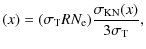 $\displaystyle (x)=(\sigma _{\rm T}RN_{\rm e}){\sigma _{\rm KN}(x)\over 3\sigma _{\rm T}},$