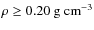 $\rho \ge 0.20~{\rm g~cm}^{-3}$