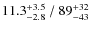 $11.3^{\rm +3.5}_{-2.8}~/~89^{\rm +32}_{-43}$