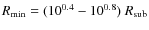 $R_{\rm min} = (10^{0.4}-10^{0.8})~R_{\rm sub}$