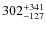 ${\rm 302_{-127}^{+341}}$