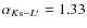 $\alpha_{K{\rm s}-L'}=1.33$