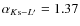 $\alpha_{K{\rm s}-L'}=1.37$