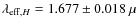 $\lambda_{{\rm eff}, H}=1.677\pm0.018~\mu$