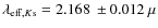 $\lambda_{{\rm eff},
K{\rm s}}=2.168~\pm0.012~\mu$