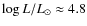 $\log L/L_\odot\approx4.8$