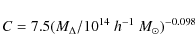 \begin{displaymath}C= 7.5 (M_{\Delta}/10^{14} ~h^{-1}~ M_\odot)^{-0.098}
\end{displaymath}