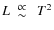 $L \lower 3pt \hbox{$~ \buildrel {\textstyle
\propto}\over {\textstyle \sim}~$ }T^2$