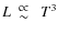 $L \lower 3pt \hbox{$~ \buildrel {\textstyle
\propto}\over {\textstyle \sim}~$ }T^3$