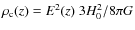 $\rho_{\rm c}(z)= E^{2}(z)~ 3 H_0^2 / 8 \pi G$