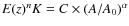 $E(z)^{n} K = C \times (A/A_0)^\alpha$