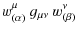 $\displaystyle w^{\mu}_{(\alpha)} ~ g_{\mu \nu} ~ w^{\nu}_{(\beta)}$