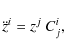 \begin{displaymath}\ddot{z}^{i} = z^{j} ~ C^{i}_{j},
\end{displaymath}