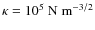 $\kappa= 10^{5}~{\rm N}~{\rm m}^{-3/2}$
