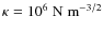 $\kappa= 10^{6}~{\rm N}~{\rm m}^{-3/2}$