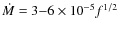 $\dot M=3{-}6\times10^{-5}
{f^{1/2}}$