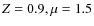 $Z=0.9,
\mu=1.5$