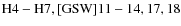 ${\rm H4-H7, [GSW]11-14,17,18}$