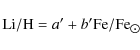 \begin{displaymath}{\rm Li/H} = a^{\prime}+b^{\prime}{\rm Fe/Fe}_{\hbox{$\odot$ }}
\end{displaymath}