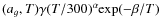 $(a_g, T)\gamma (T/300)^{\alpha } {\rm exp}(-\beta /T)$