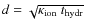${d} = \sqrt{\kappa_{\rm ion}~t_{\rm hydr}}$