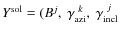$Y^{\rm sol}=(B^j,~\gamma_{\rm azi}^{\ k},~\gamma_{\rm incl}^{\ j}$