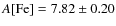 $A[{\rm Fe}] = 7.82\pm 0.20$
