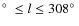 $\hbox{$^\circ$ }\leq l \leq 308\hbox{$^\circ$ }$
