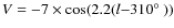 $V = -7 \times \cos (2.2 (l{-}310\hbox{$^\circ$ }))$
