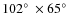 $102\hbox{$^\circ$ }\times 65\hbox{$^\circ$ }$