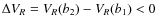 $\Delta V_{R} = V_{R}(b_{2}) - V_{R}(b_{1}) < 0$