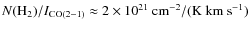 $N({\rm H}_2) / I_{\rm CO(2-1)}\approx 2 \times 10^{21}~{\rm cm^{-2}/(K{\rm\ km \ s^{-1}})}$