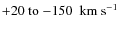 $+20 \mbox{ to }{-150~{\rm\ km \ s^{-1}}}$