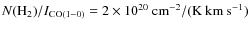 $N({\rm H}_2) / I_{\rm CO(1-0)}= 2 \times 10^{20} ~{\rm cm^{-2}/(K{\rm\ km \ s^{-1}})}$