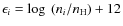 $\epsilon_i = \log~(n_i/n_{\rm H})+12$