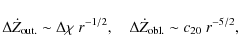 \begin{displaymath}\Delta{}\dot{Z}_{{\rm out.}}\sim{}\Delta{}\chi~r^{-1/2},\quad{}
\Delta{}\dot{Z}_{{\rm obl.}}\sim{}c_{20}~r^{-5/2},
\end{displaymath}