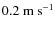 $0.2~{\rm m}~{\rm s}^{-1}$
